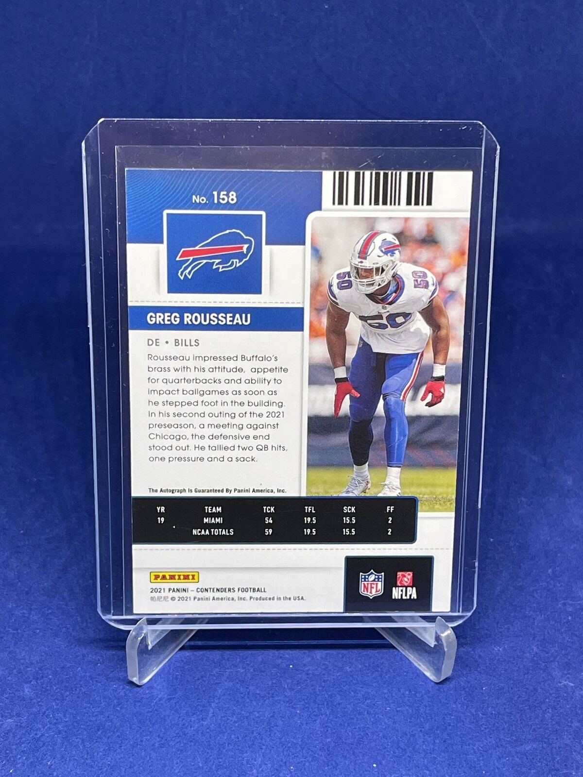 GREG ROUSSEAU 2021 PANINI CONTENDERS ROOKIE TICKET AUTO RC #158