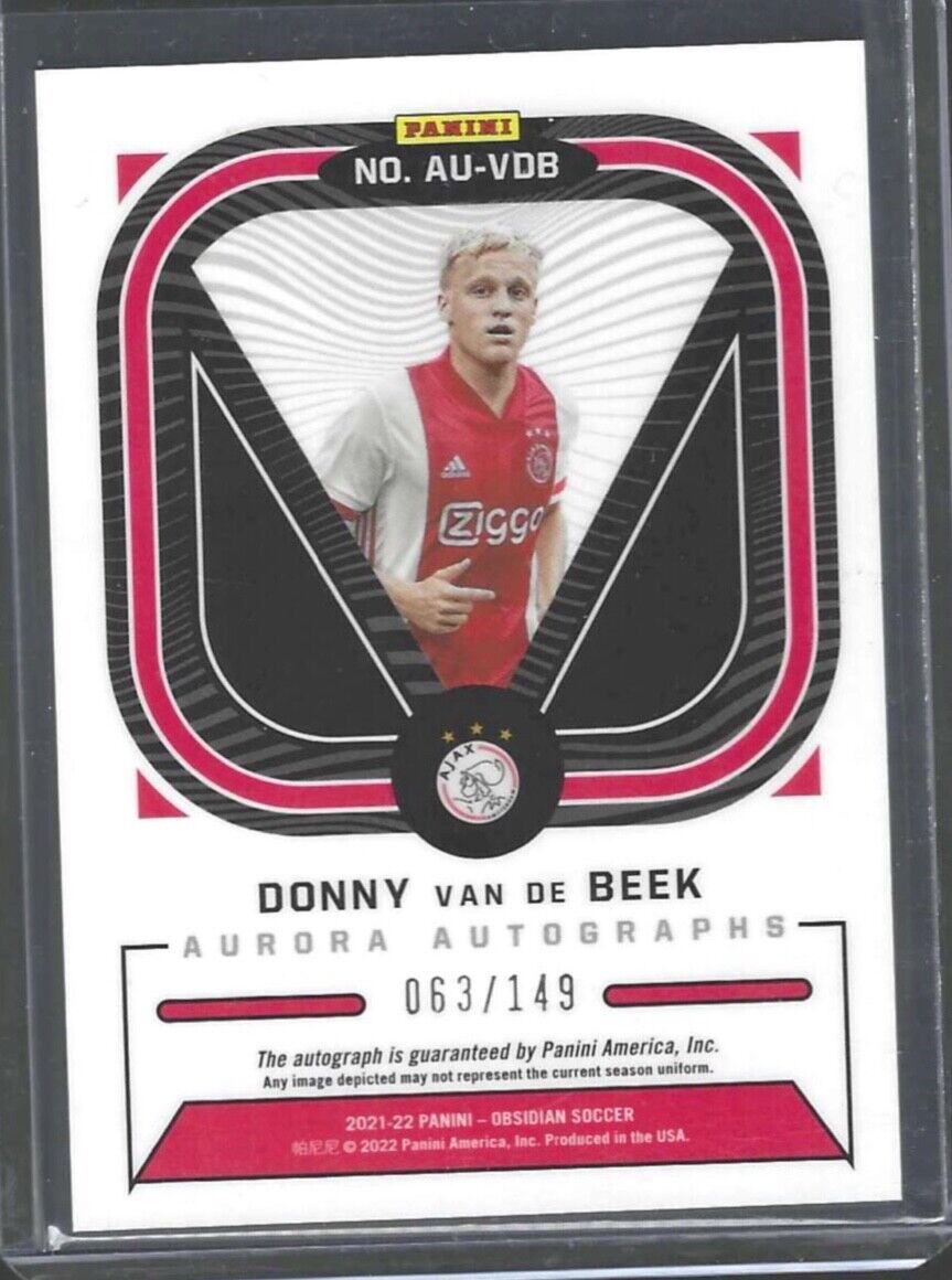 DONNY VAN DE BEEK 2020-21 PANINI OBSIDIAN AURORA SILVER ETCH AUTO #D 063/149