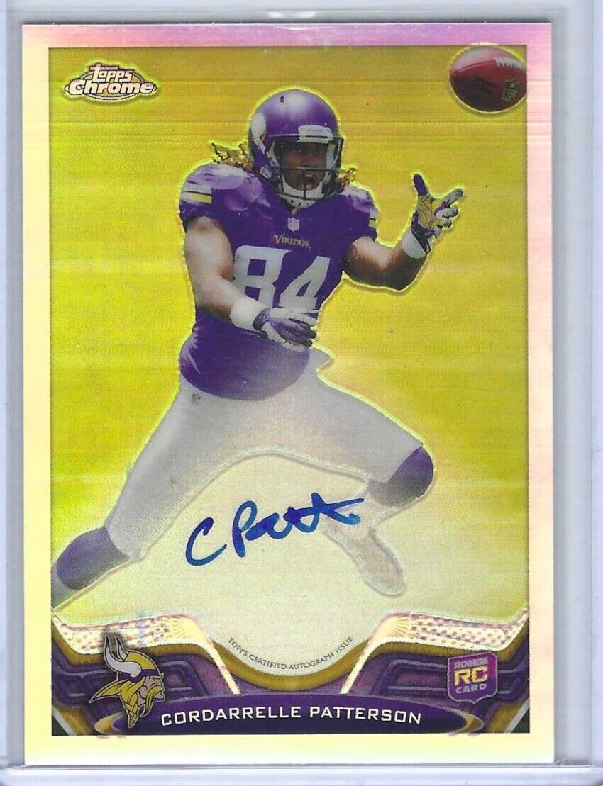 CORDARRELLE PATTERSON 2013 TOPPS CHROME REFRACTOR ROOKIE ON CARD AUTO RC #D /150