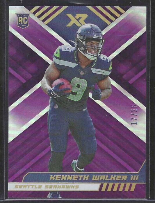 KENNETH WALKER III 2022 PANINI XR PURPLE FOIL ROOKIE RC #D 17/25