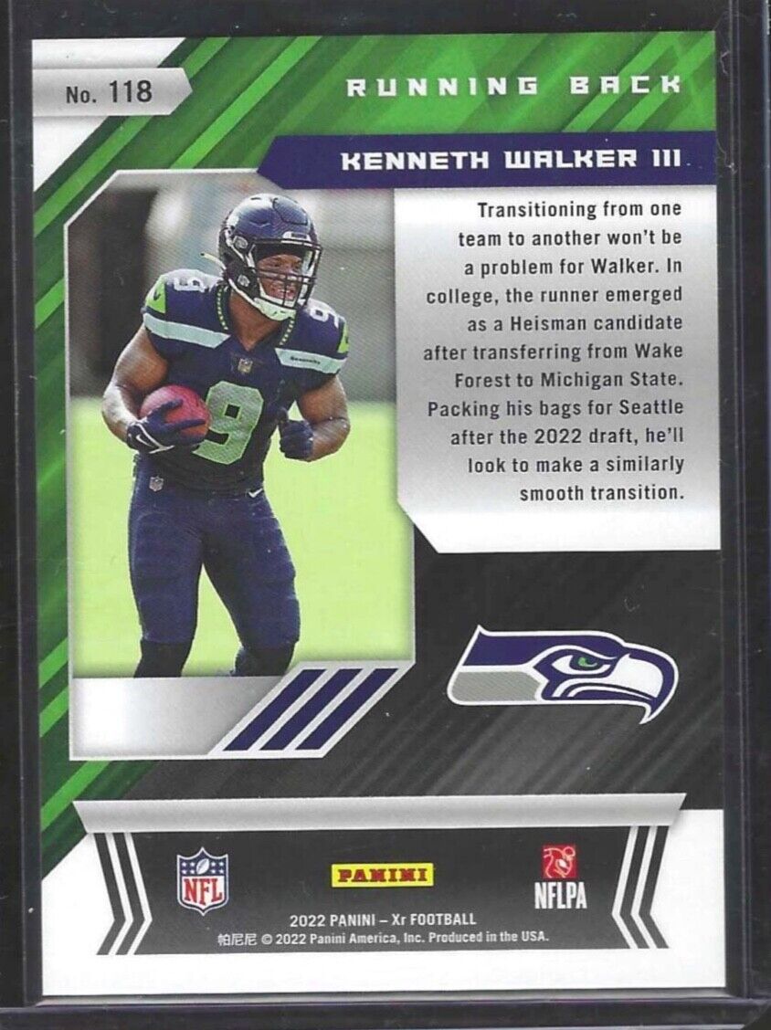 KENNETH WALKER III 2022 PANINI XR PURPLE FOIL ROOKIE RC #D 17/25