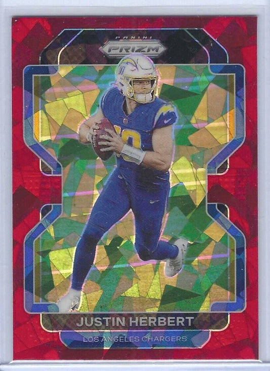 JUSTIN HERBERT 2021 PANINI PRIZM RED CRACKED ICE PRIZM #169
