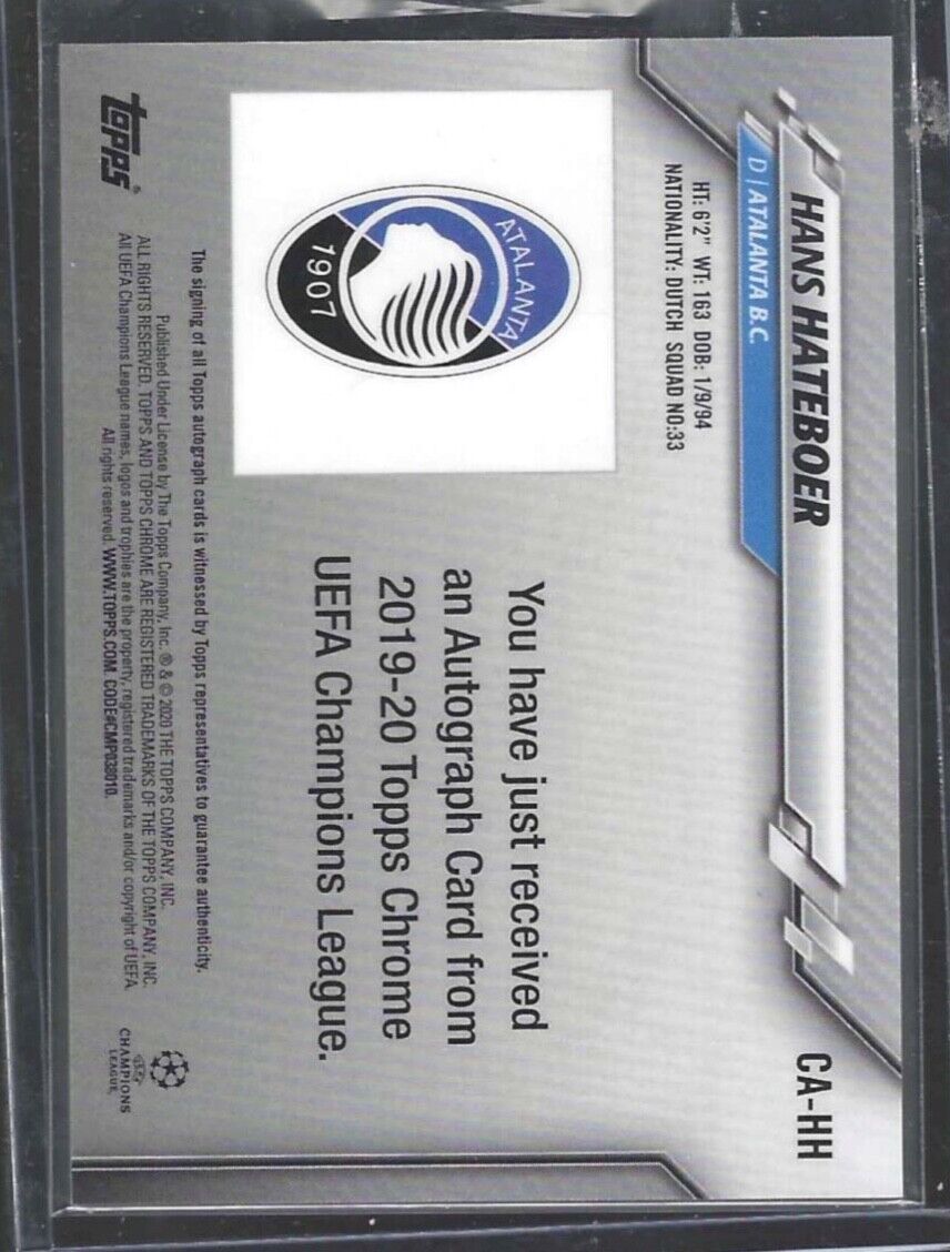 HANS HATEBOER 2019-20 TOPPS CHROME UEFA SILVER REFRACTOR AUTO #CA-HH