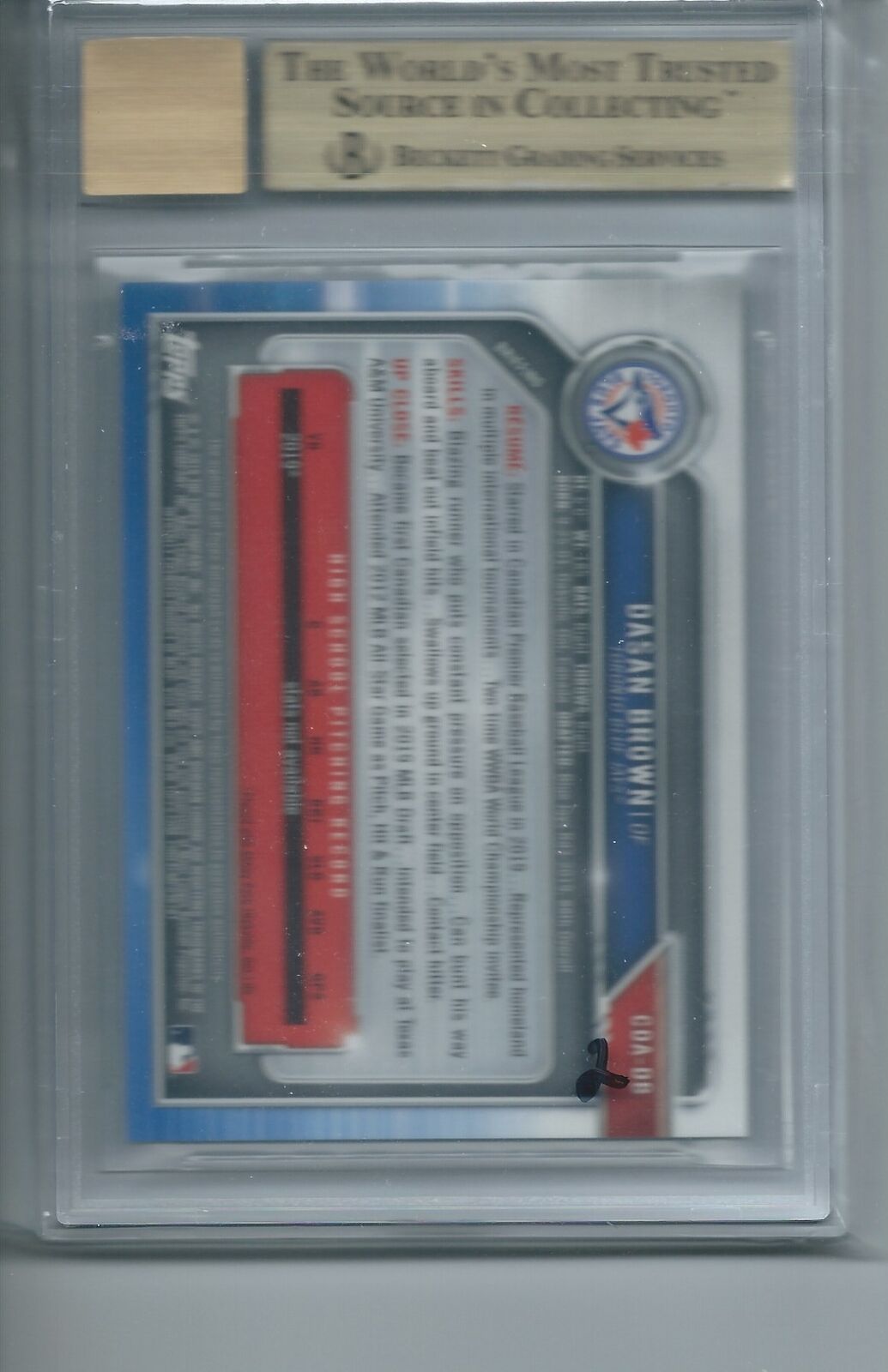 DASAN BROWN 2019 BOWMAN CHROME DRAFT GREEN REFRACTOR AUTO 1ST /99 BGS 9.5 10 AU