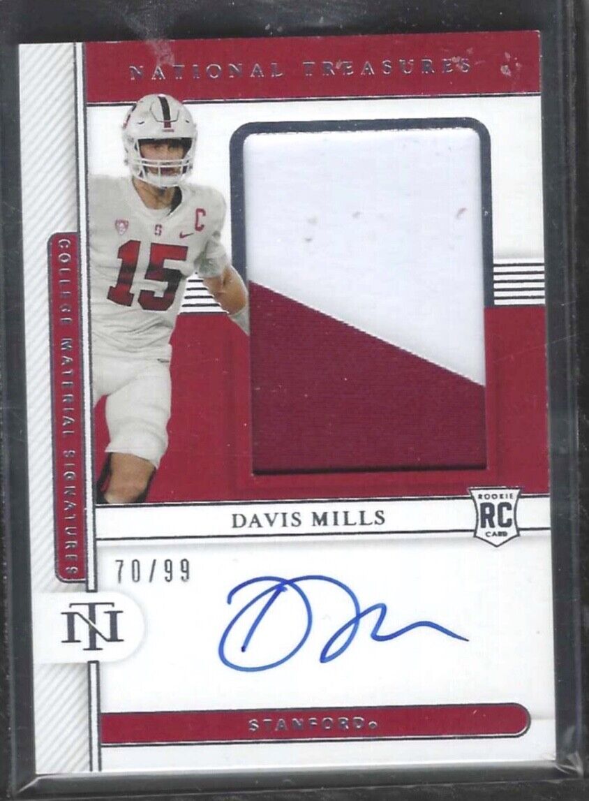 DAVIS MILLS 2021 PANINI NATIONAL TREASURES STANFORD RPA PATCH AUTO RC #D 70/99