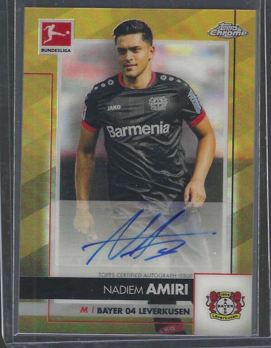 NADIEM AMIRI 2020-21 TOPPS CHROME BUNDESLIGA GOLD REFRACTOR AUTO #D 47/60