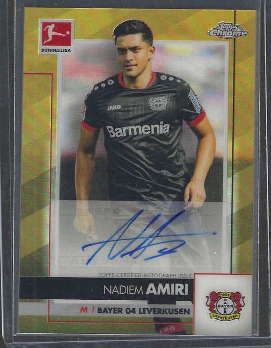 NADIEM AMIRI 2020-21 TOPPS CHROME BUNDESLIGA GOLD REFRACTOR AUTO #D 47/60