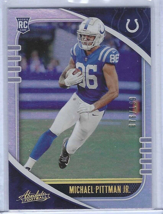 MICHAEL PITTMAN JR 2020 PANINI ABSOLUTE SILVER FOIL ROOKIE RC #D 076/199