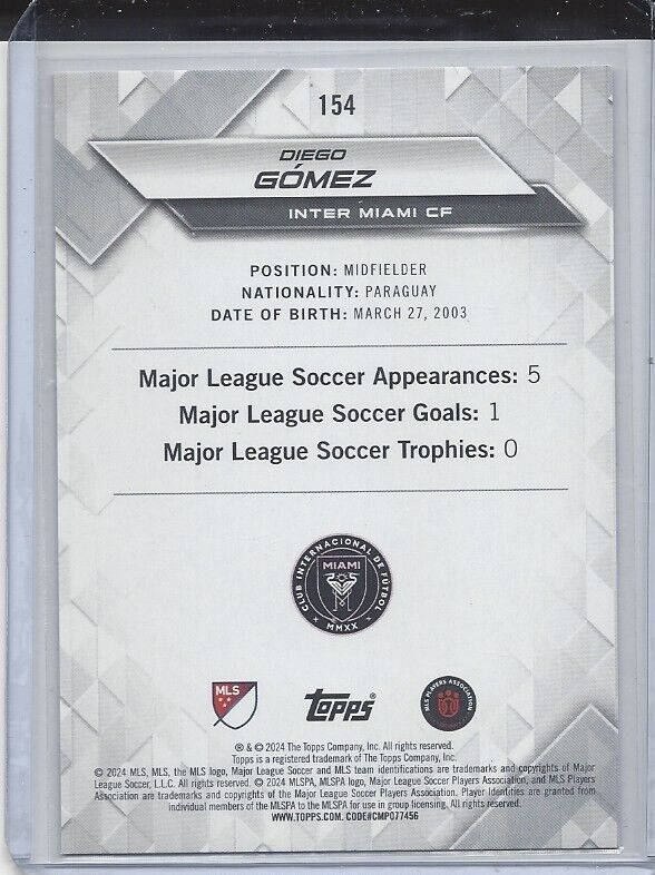 DIEGO GOMEZ 2024 TOPPS MLS SUPERSTARS #154