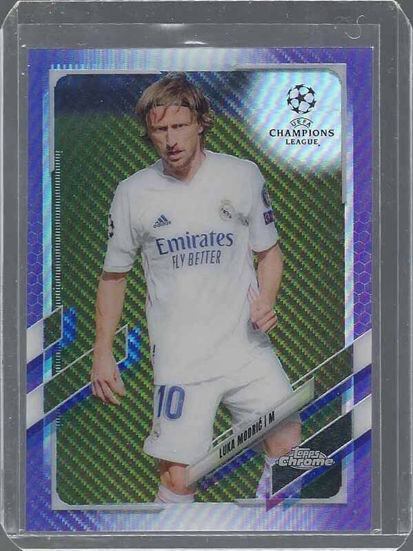LUKA MODRIC 2020-21 TOPPS CHROME CHAMPIONS LEAGUE PURPLE CARBON REFRACTOR SP #75
