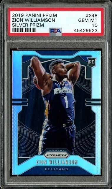 ZION WILLIAMSON 2019-20 PANINI PRIZM SILVER PRIZM RC #248 PSA 10 GEM MINT