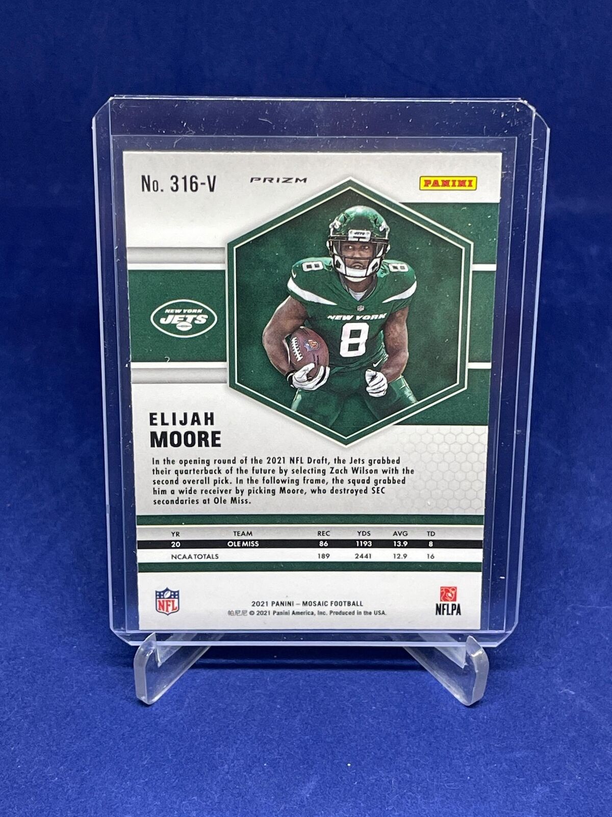 ELIJAH MOORE 2021 PANINI MOSAIC SILVER PRIZM PHOTO VARIATION SP ROOKIE RC