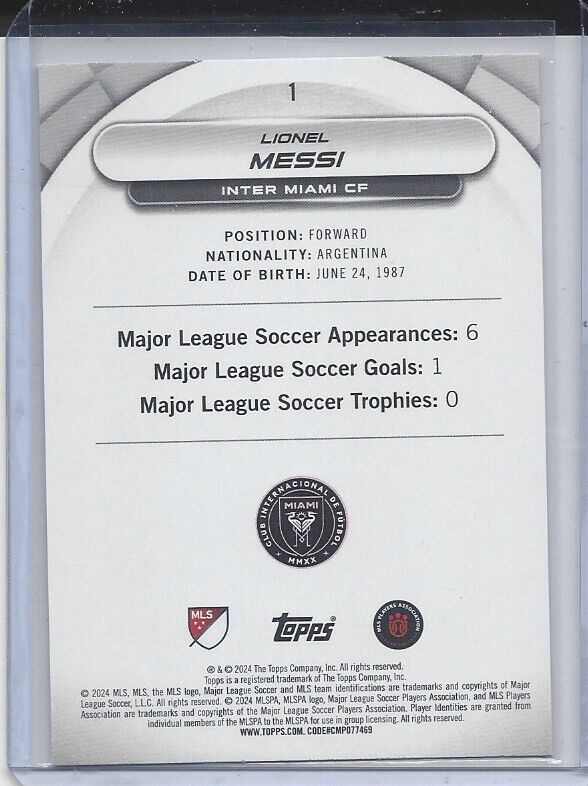 LIONEL MESSI 2024 TOPPS MLS SUPERSTARS #1