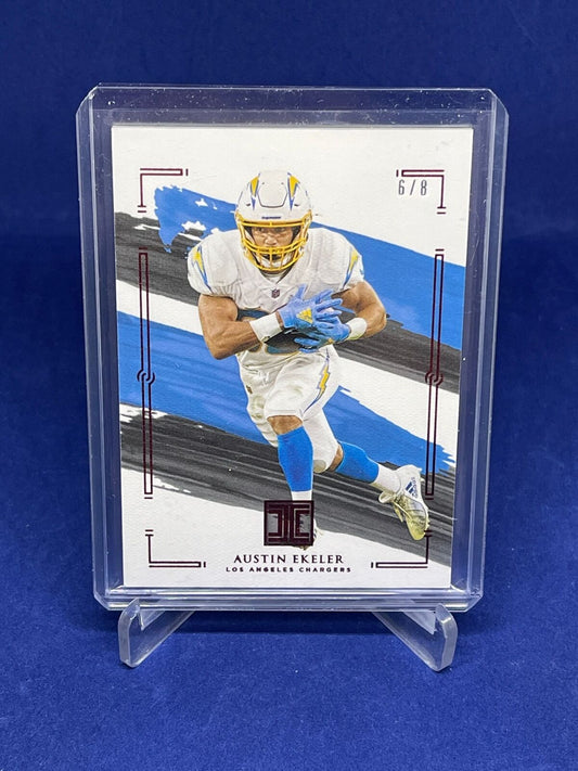 AUSTIN EKELER 2021 PANINI IMPECCABLE FIRST OFF THE LINE RED #D 6/8