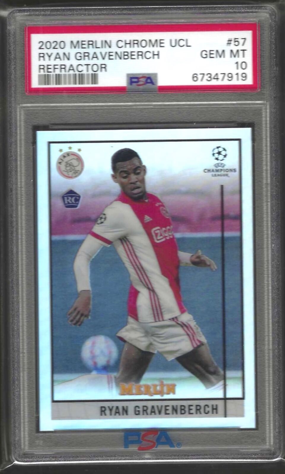 RYAN GRAVENBERCH 2020-21 TOPPS MERLIN SILVER REFRACTOR RC #57 PSA 10 GEM POP 6