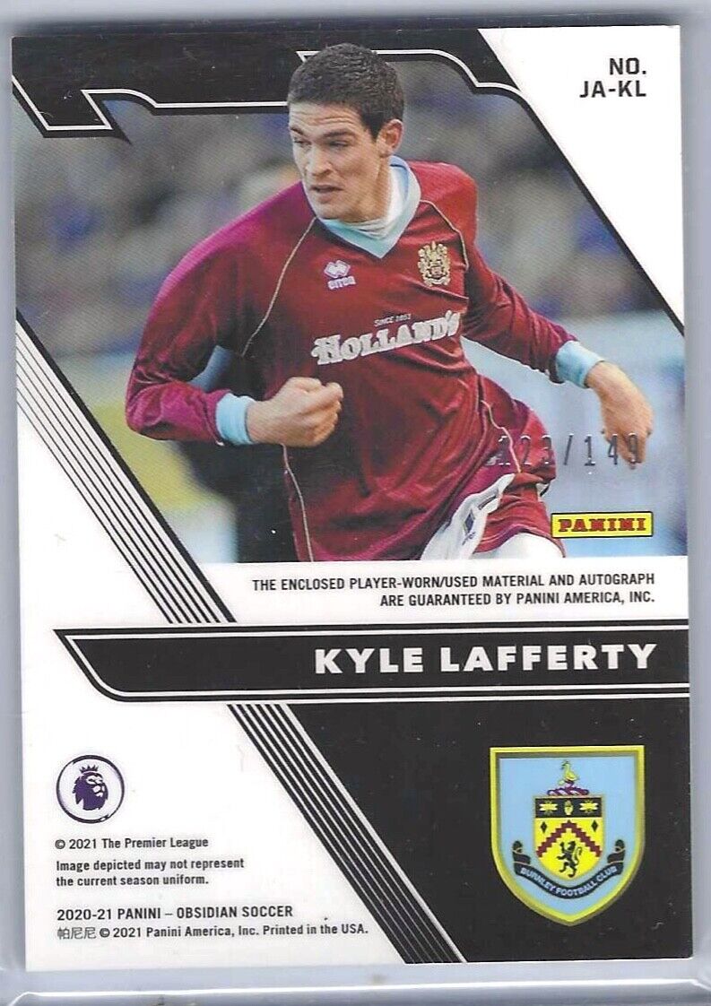 KYLE LAFFERTY 2020-21 PANINI OBSIDIAN SILVER ETCH PATCH AUTO #D 123/149