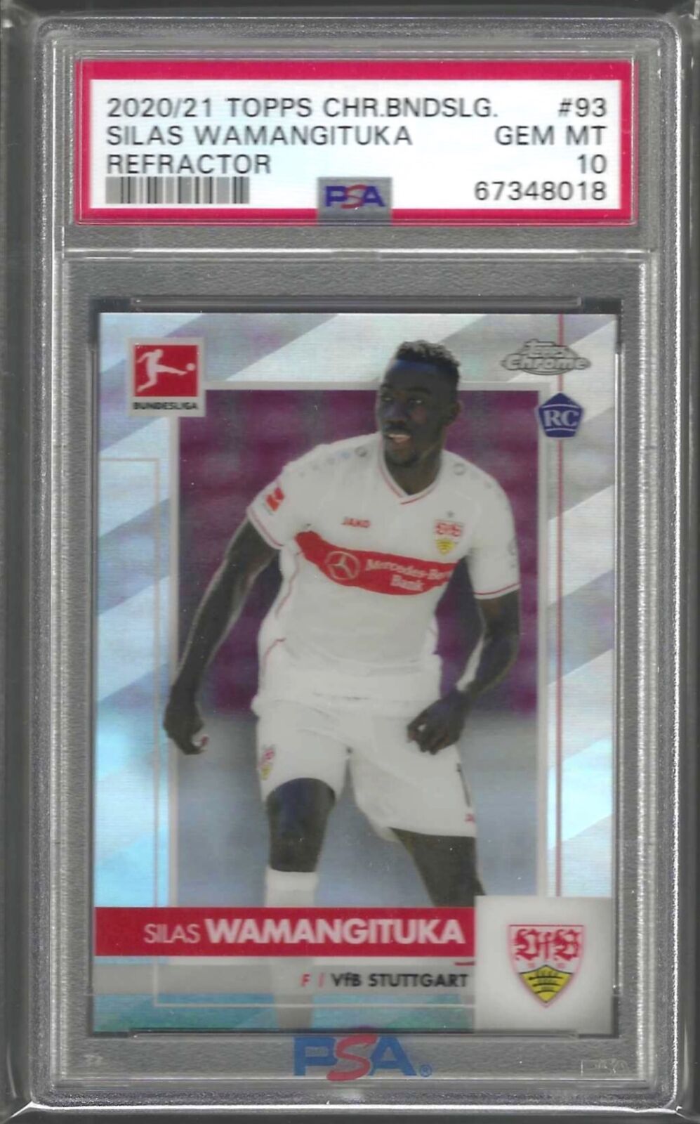 SILAS WAMANGITUKA 2020-21 TOPPS CHROME BUNDESLIGA REFRACTOR RC #93 PSA 10 POP 15