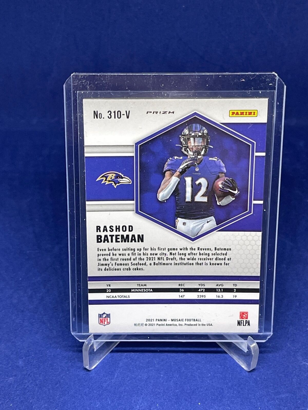 RASHOD BATEMAN 2021 PANINI MOSAIC SILVER PRIZM PHOTO VARIATION ROOKIE SP RC