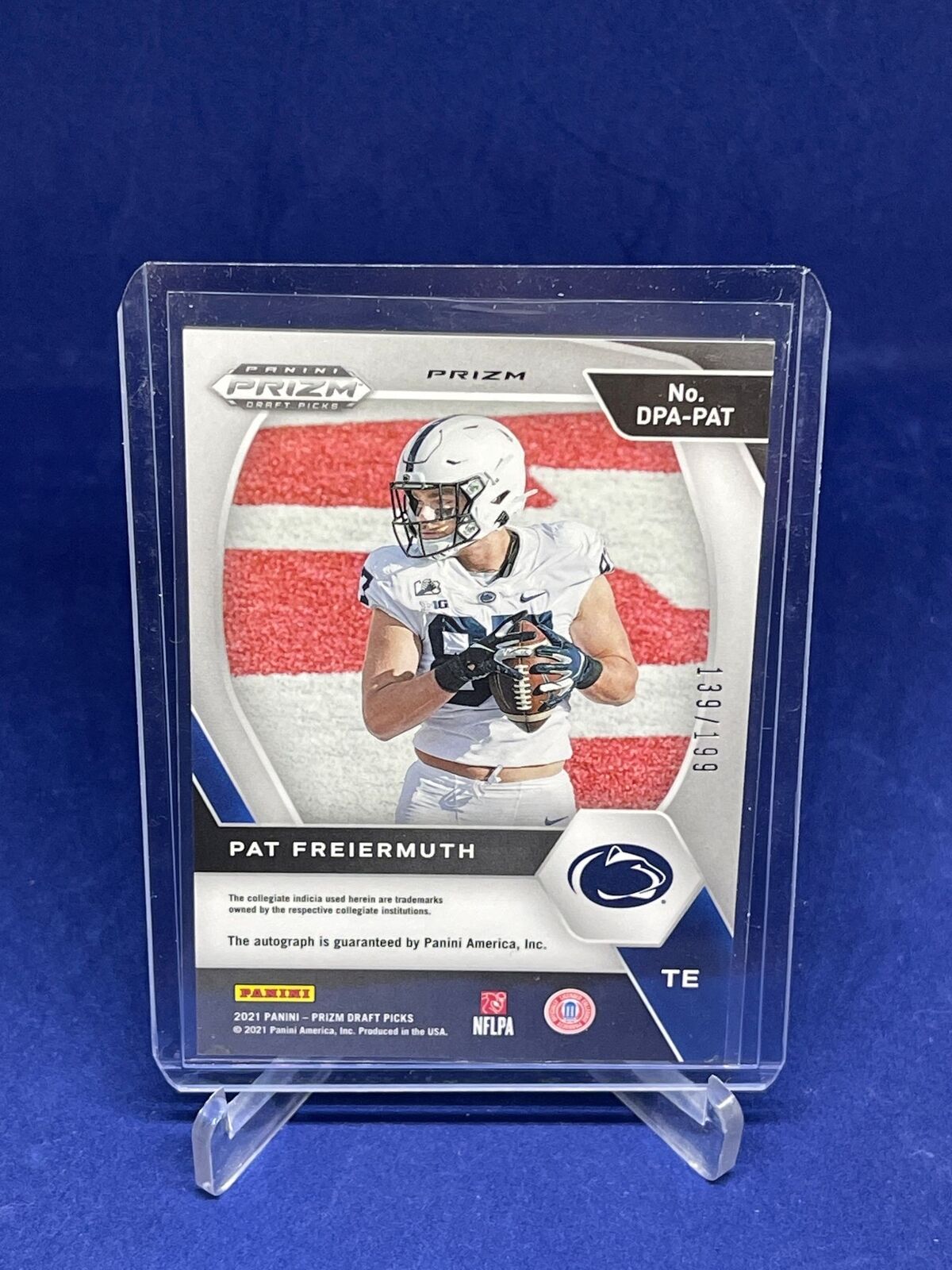 PAT FREIERMUTH 2021 PANINI PRIZM PENN STATE RED PRIZM AUTO ROOKIE RC #D 139/199