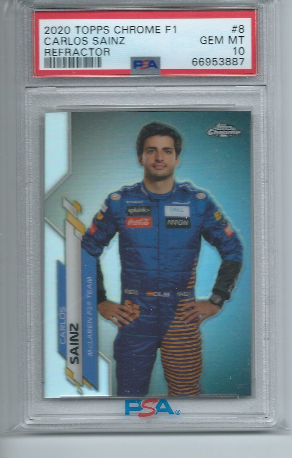 CARLOS SAINZ 2020 TOPPS CHROME FORMULA 1 F1 PORTRAIT REFRACTOR #8 PSA 10 GEM