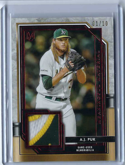 A.J. PUK 2021 TOPPS MUSUEM COLLECTION MEANINGFUL MATERIAL RED PATCH #D 1/10