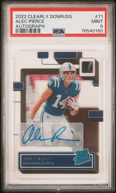 ALEC PIERCE 2022 CLEARLY DONRUSS RATED ROOKIE AUTO RC #71 PSA 9 MINT POP 4