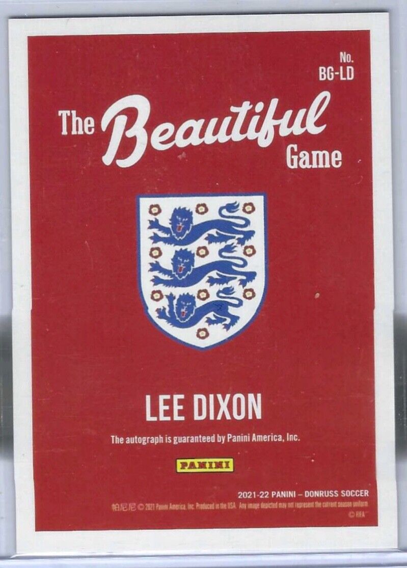 LEE DIXON 2021-22 DONRUSS ROAD TO QATAR THE BEAUTIFUL GAME RED AUTO #D 21/49