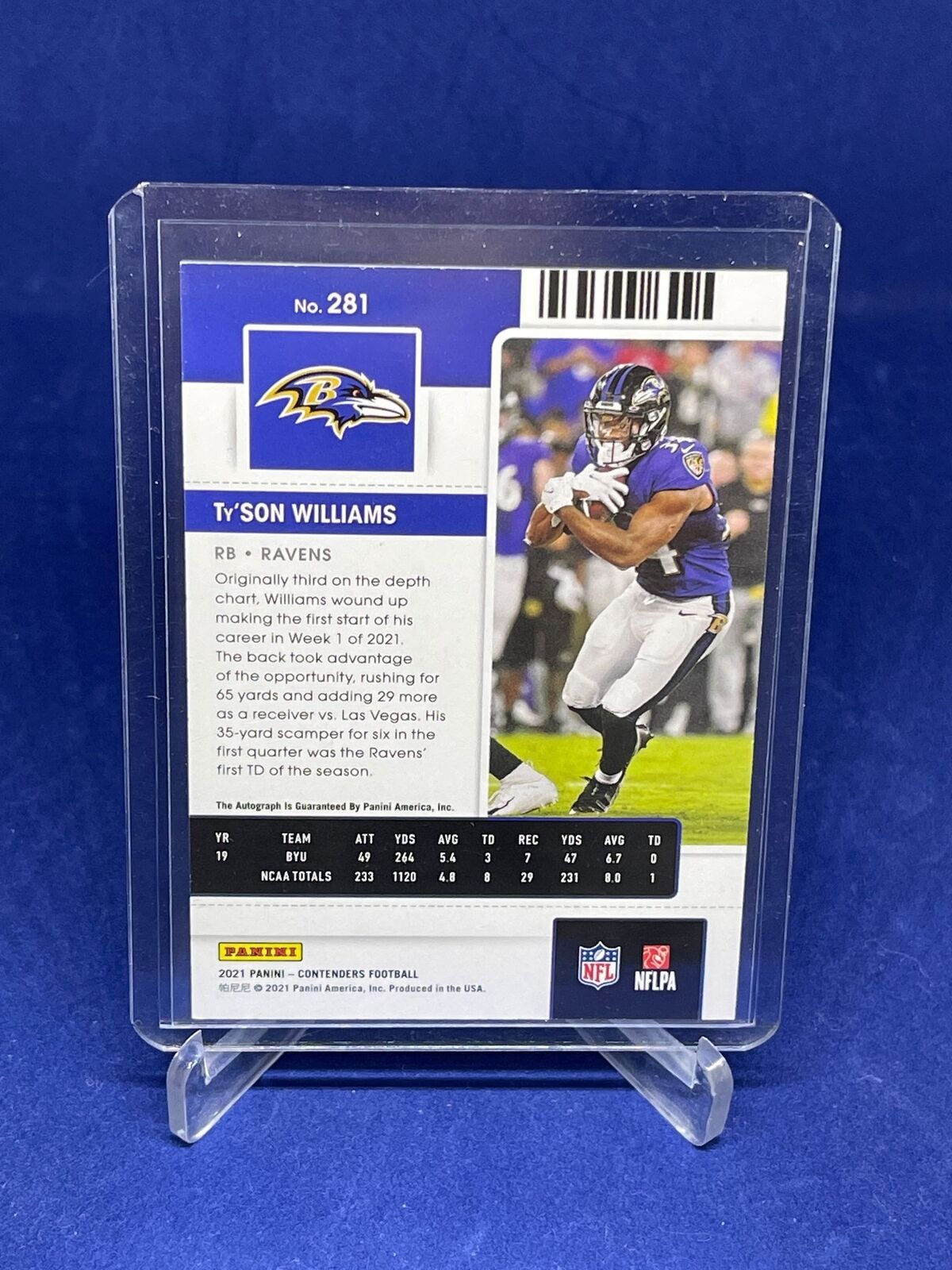 TY'SON WILLIAMS 2021 PANINI CONTENDERS ROOKIE TICKET AUTO RC #281