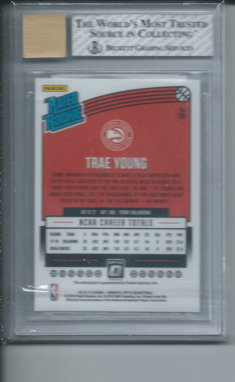 TRAE YOUNG 2018-19 DONRUSS OPTIC RATED ROOKIE SIGNATURES AUTO RC #198 BGS 8 10