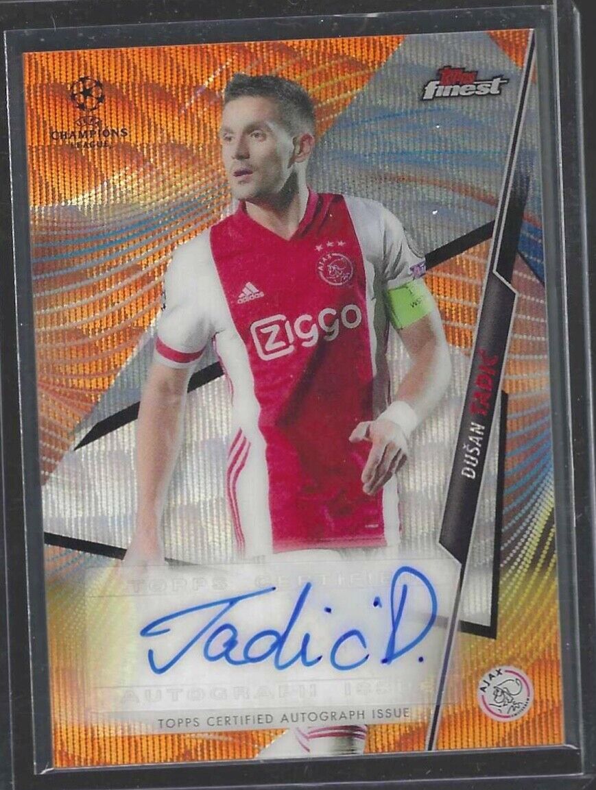DUSAN TADIC 2020-21 TOPPS FINEST UCL ORANGE WAVE REFRACTOR AUTO #D 24/25