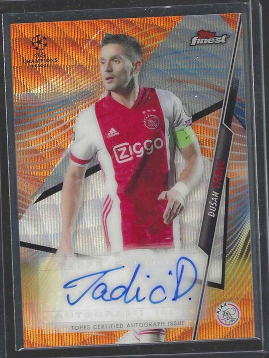 DUSAN TADIC 2020-21 TOPPS FINEST UCL ORANGE WAVE REFRACTOR AUTO #D 24/25