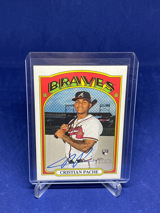 CRISTIAN PACHE 2021 TOPPS HERITAGE REAL ONE ON CARD AUTO ROOKIE RC
