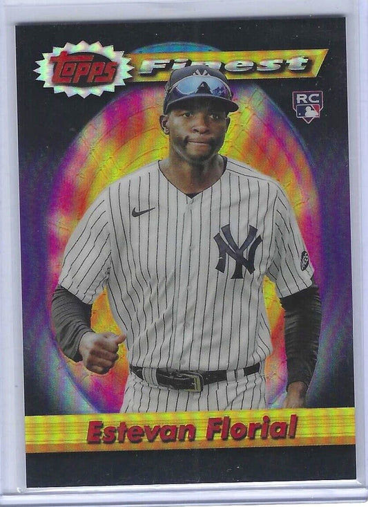 ESTEVAN FLORIAL 2021 TOPPS FINEST THROWBACKS BLACK REFRACTOR ROOKIE RC #D /25
