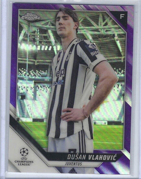 DUSAN VLAHOVIC 2021-22 TOPPS CHROME UCL PURPLE REFRACTOR #D 045/250