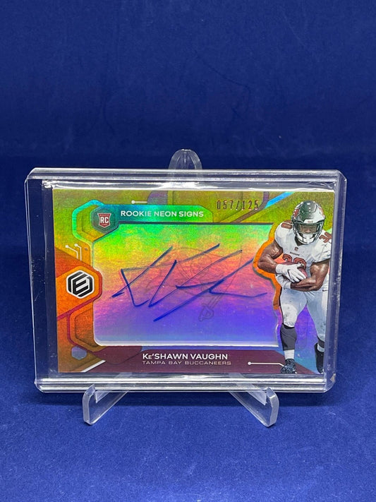 KE'SHAWN VAUGHN 2020 PANINI ELEMENTS ROOKIE NEON SIGNS ORANGE AUTO RC #D 57/125