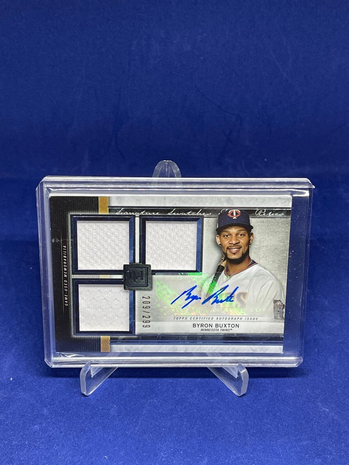 BYRON BUXTON 2020 TOPPS MUSEUM SIGNATURE SWATCHES TRIPLE JERSEY AUTO #D 209/299
