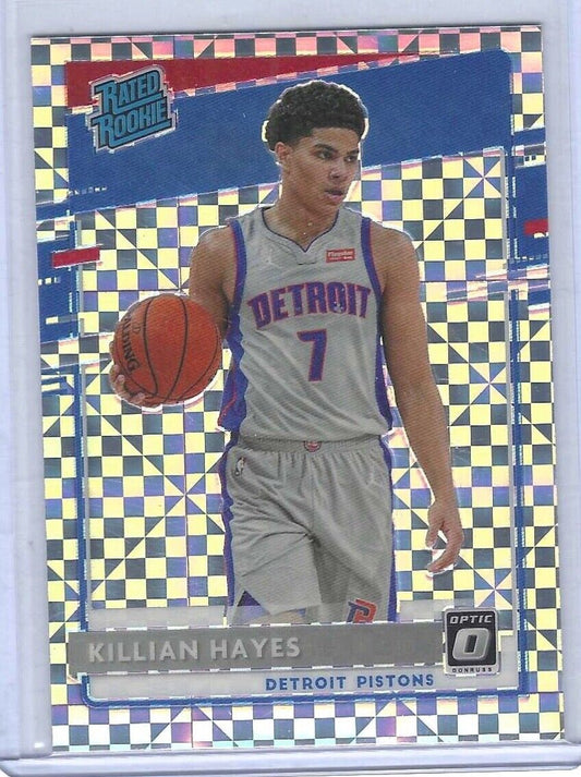 KILLIAN HAYES 2020-21 PANINI DONRUSS OPTIC SILVER CHECKERBOARD HOLO RC SSP #157