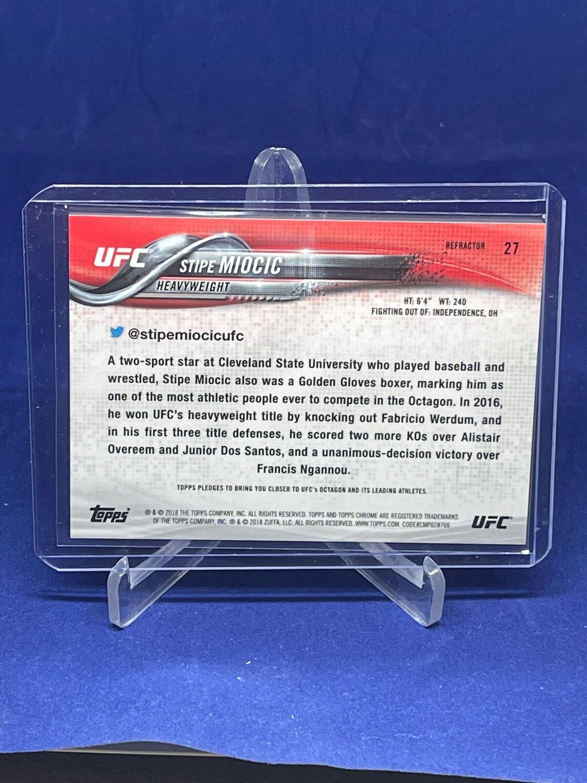 STIPE MIOCIC 2018 TOPPS CHROME REFRACTOR #27