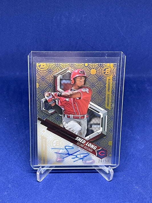 SHED LONG 2018 TOPPS HI TEK GOLD ON CARD AUTO PROSPECT #D 26/50