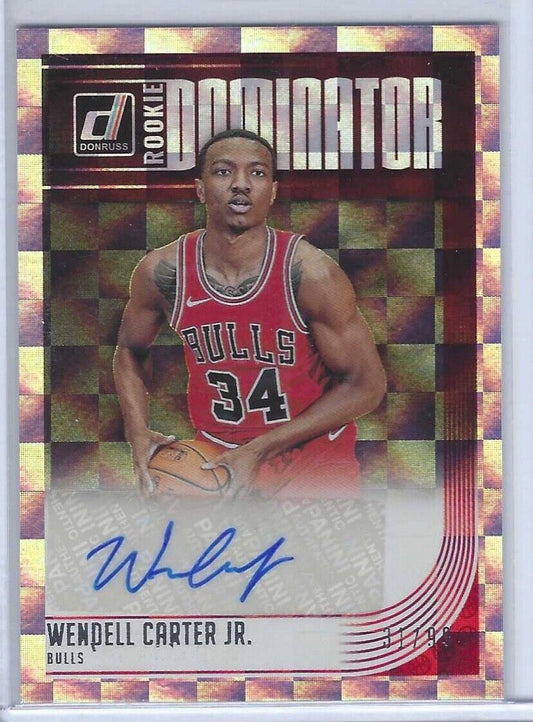 WENDELL CARTER JR 2018-19 PANINI DONRUSS ROOKIE DOMINATOR AUTO RC #D 31/99