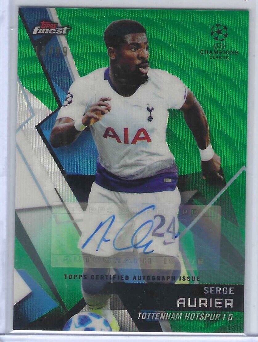 SERGE AURIER 2018-19 TOPPS FINEST UCL GREEN WAVE REFRACTOR AUTO #D 18/99