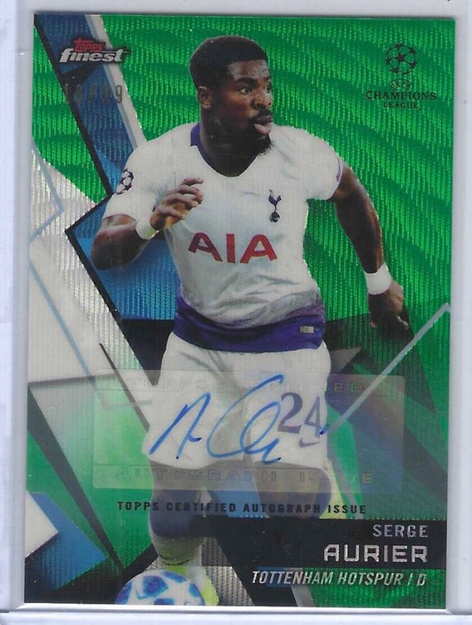 SERGE AURIER 2018-19 TOPPS FINEST UCL GREEN WAVE REFRACTOR AUTO #D 18/99