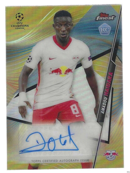 AMADOU HAIDARA 2020-21 TOPPS FINEST UCL GOLD REFRACTOR ROOKIE AUTO RC #D 11/50