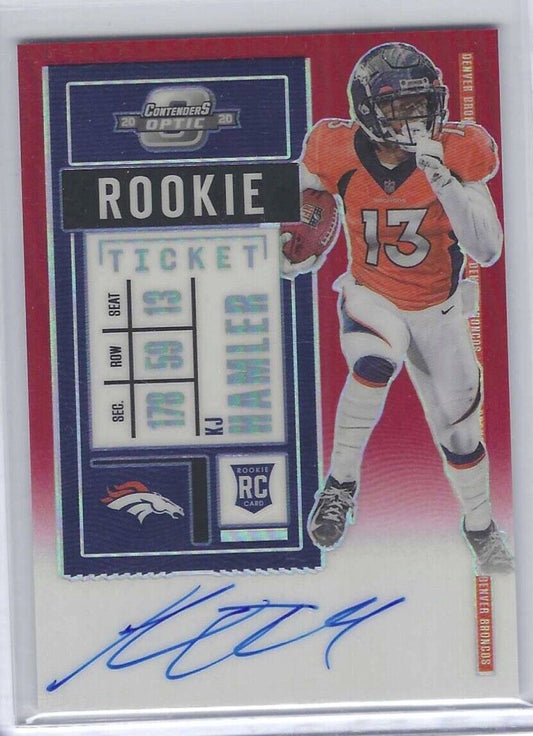 KJ HAMLER 2020 PANINI OPTIC CONTENDERS RED HOLO ROOKIE TICKET AUTO RC #D 52/199