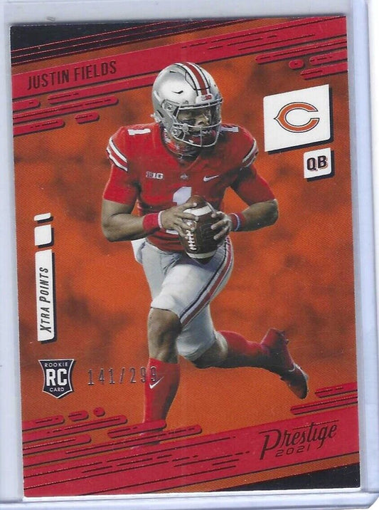 JUSTIN FIELDS 2021 PANINI PRESTIGE XTRA POINTS RED FOIL ROOKIE RC #D 141/299