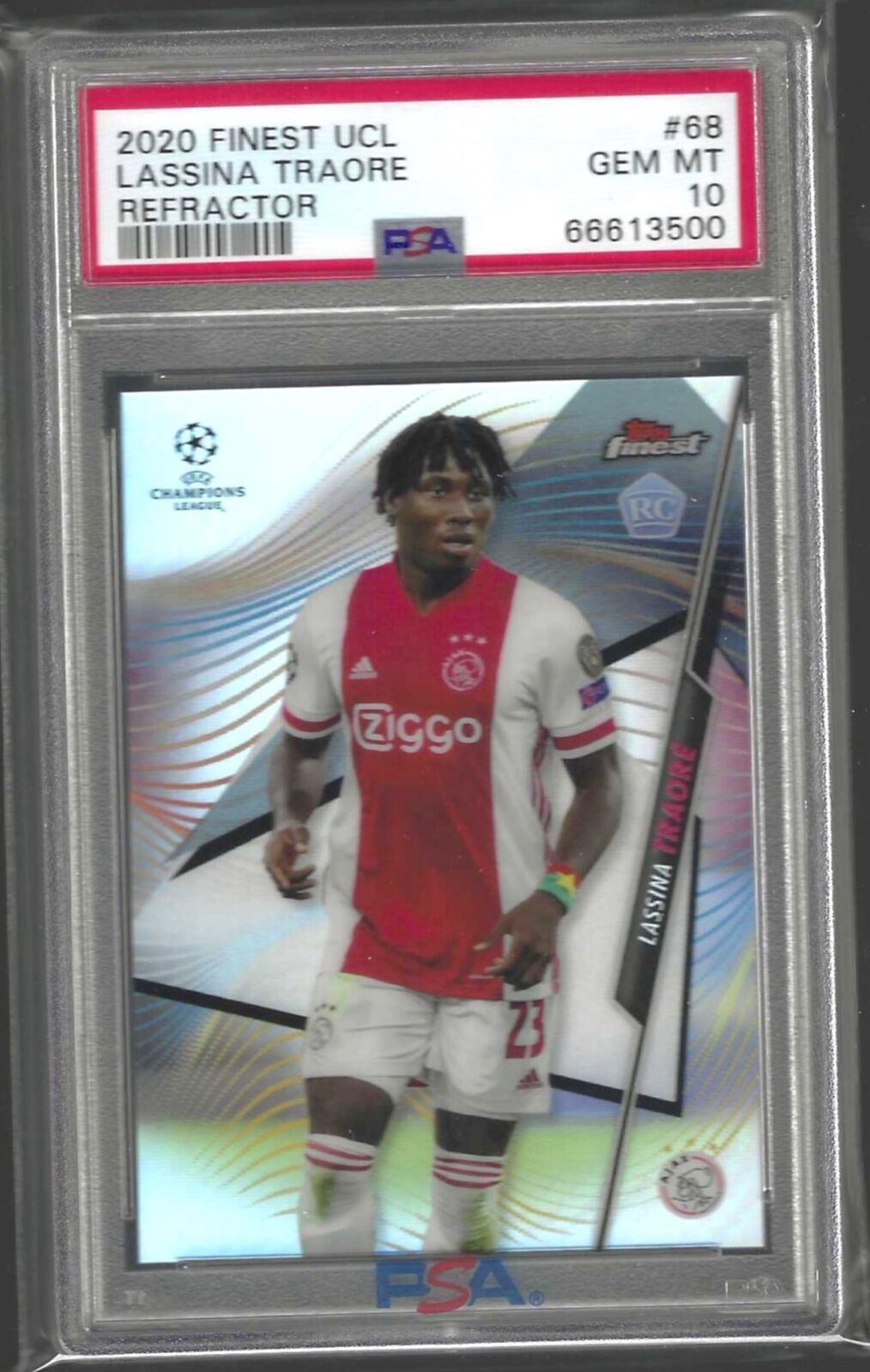 LASSINA TRAORE 2020-21 TOPPS FINEST SILVER REFRACTOR RC PSA 10 GEM MINT POP 1/1