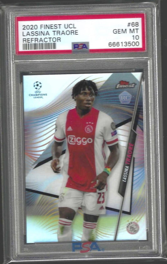 LASSINA TRAORE 2020-21 TOPPS FINEST SILVER REFRACTOR RC PSA 10 GEM MINT POP 1/1