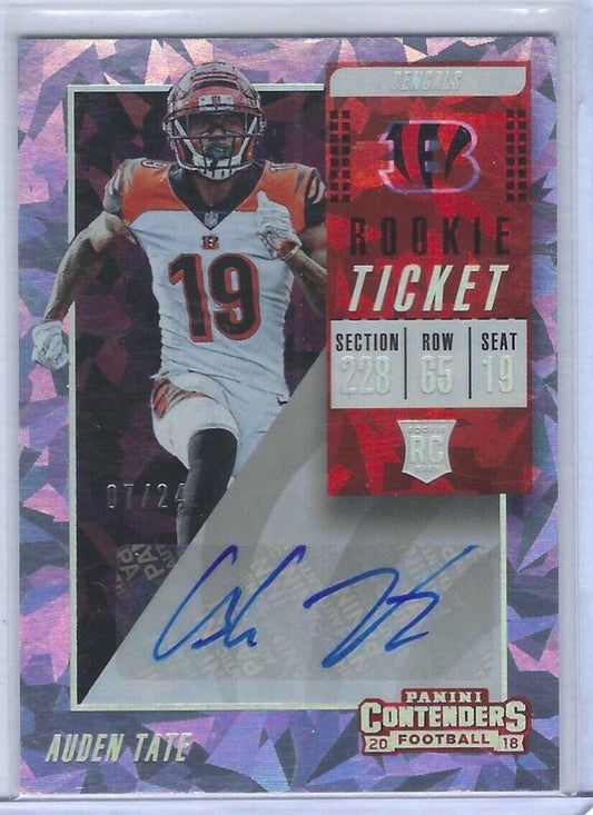 AUDEN TATE 2018 PANINI CONTENDERS CRACKED ICE ROOKIE TICKET AUTO RC #D 07/24