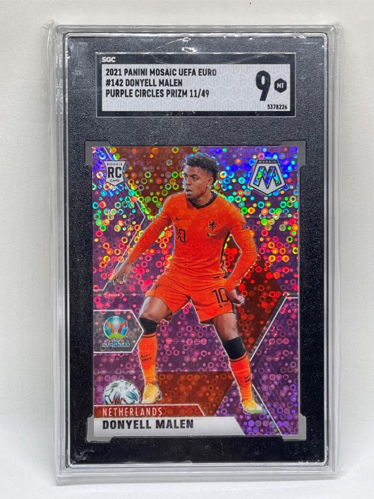 DONYELL MALEN 2021 PANINI MOSAIC UEFA EURO PURPLE CIRCLES PRIZM RC #D /49 SGC 9