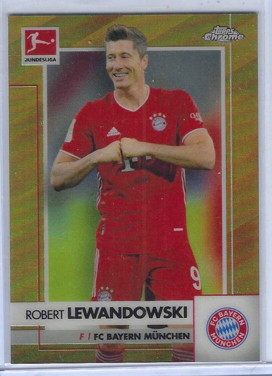 ROBERT LEWANDOWSKI 2020-21 TOPPS CHROME BUNESLIGA GOLD REFRACTOR #D 04/50